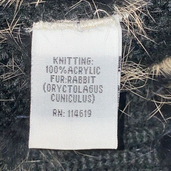 Mushka By Sienna Rose Rabbit Fur Black And Tan Vest Cardigan With Pockets Size S - Picture 10 of 14